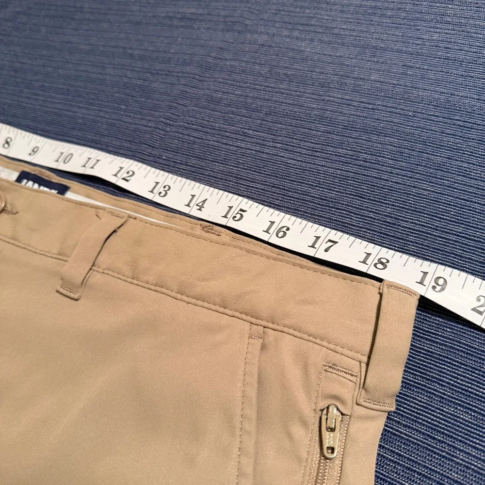 Lands End Mens Performance Golf Shorts Tan Khaki Size‎ 37 Stretch Zip Pockets
